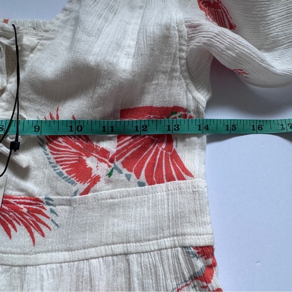 La Vie Rebecca Taylor Short Sleeve Bird Print Dress In Sand Combo Size XS NWT - Picture 4 of 7